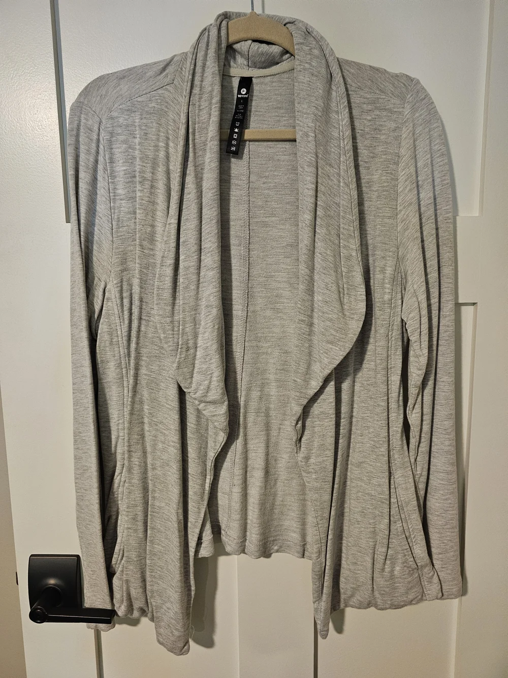 90 Degree By Reflex Light Gray Open-Front Draped Cardigan